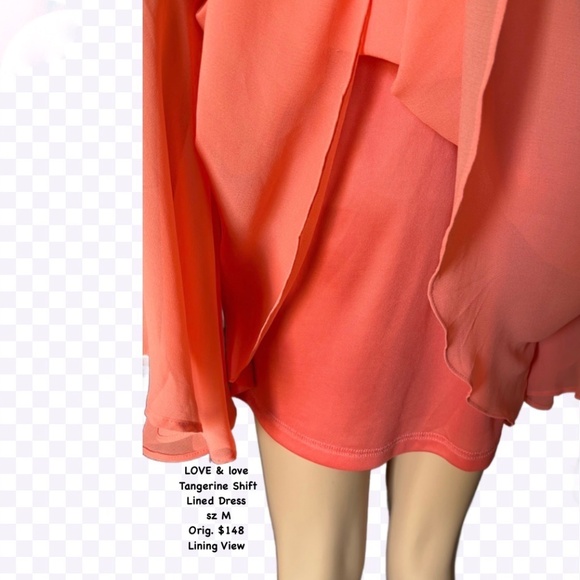 LOVE & love  Tangerine Shift  Lined Dress  sz M - Picture 5 of 8